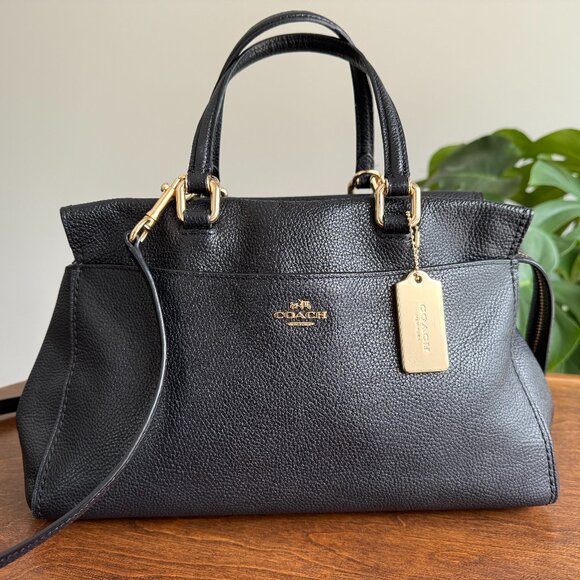 Coach Black Leather Fulton Satchel - Picture 1 of 12